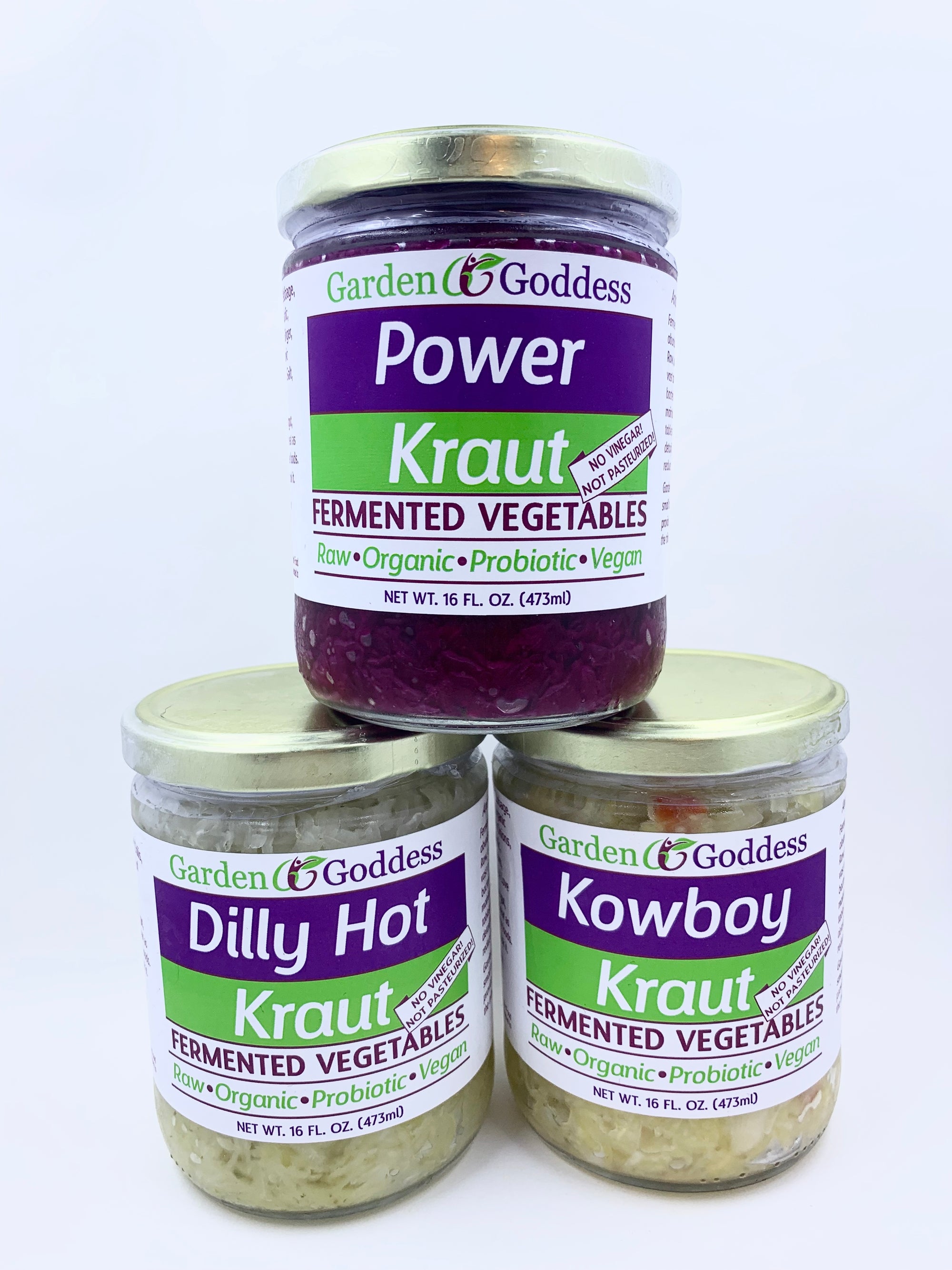 Monthly Subscription: 3 Krauts, mix & match 16oz jars - Garden Goddess