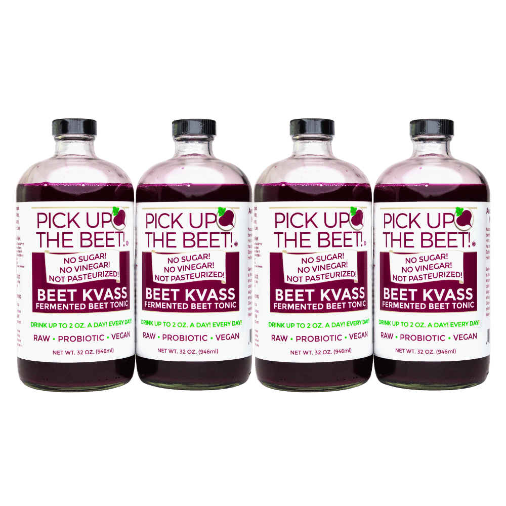 4-Pack Organic Probiotic Raw Beet Juice Kvass 32oz