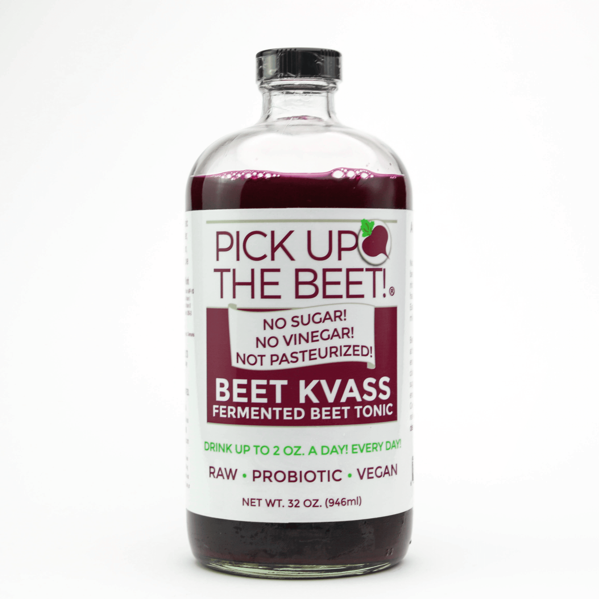 Pick Up The Beet Juice Kvass - Nitric Oxide Tonic With Live Cultures - 2 Ounces, 24 Bottles
